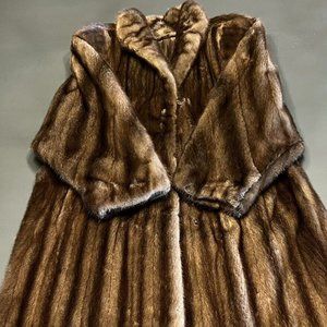Vintage Long Mahogany Mink Fur Coat- Beautiful- Soft- Size Medium- Sold As-Is